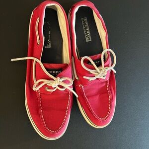 Sperry Crimson Canvas Boat Shoes